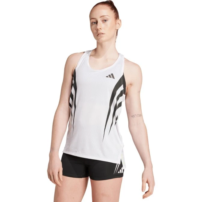 adidas Adizero Débardeur de Course Femme - Blanc/Noir