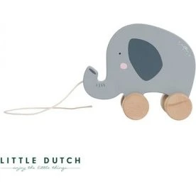 Little Dutch Éléphant à tirer en bois - Bleu poudré