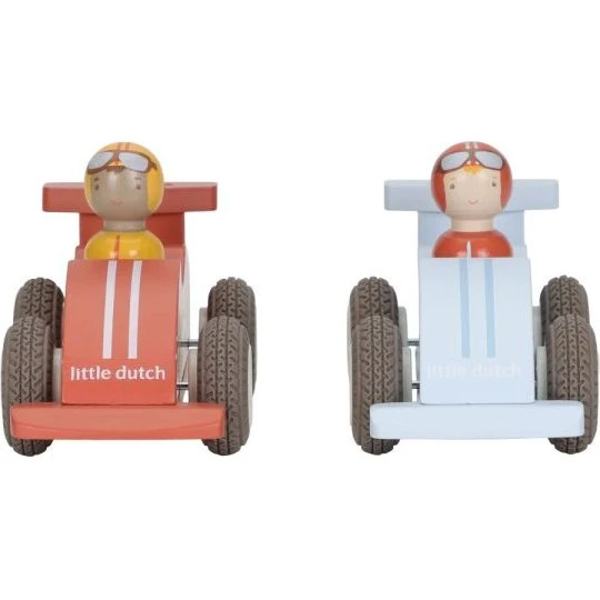 Little Dutch - Set de 2 Voitures de Course en Bois à Friction