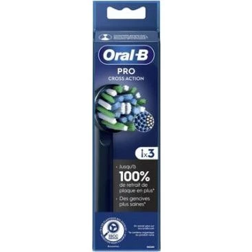 Oral-B Cross Action Black x3 - Brossettes pour Brosse Électrique