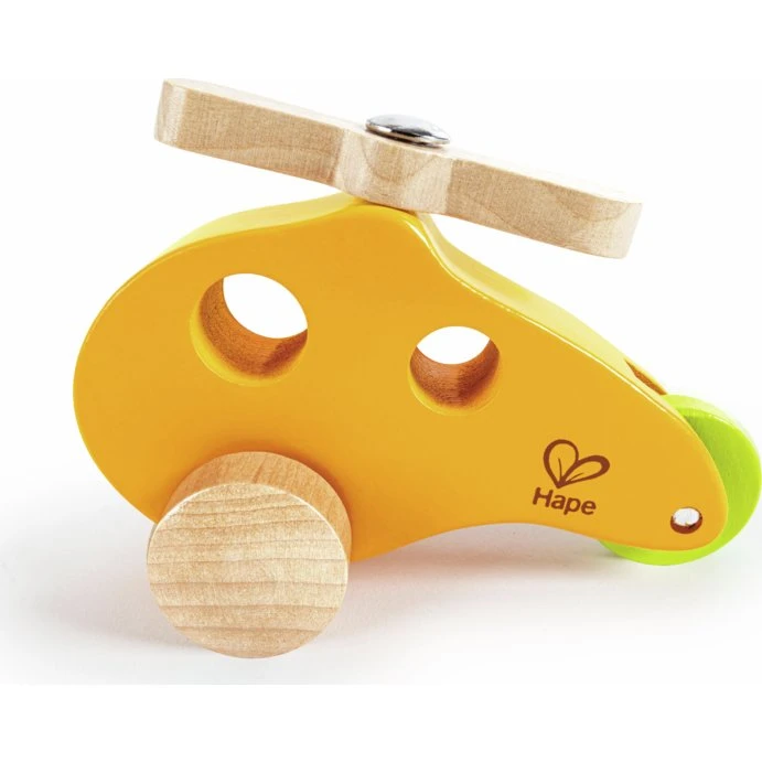 Hape Hélicoptère en bois jaune - jouet bébé dès 10 mois