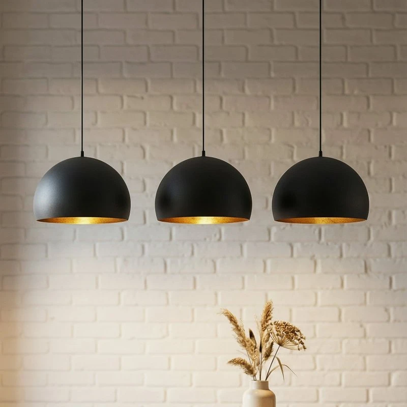 Lindby Suspension Tarjei Noir et Or - 120cm