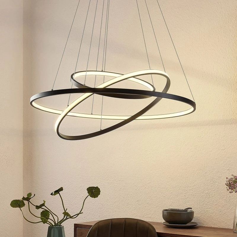 Lucande Ezana Suspension LED Dimmable Noir Mat - Design Moderne