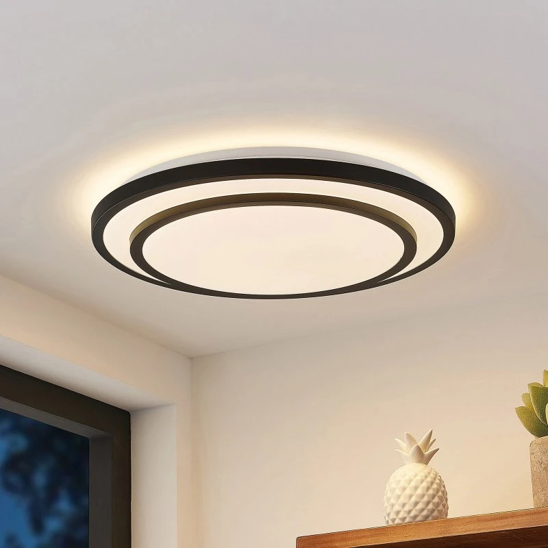 Lindby Essina Plafonnier LED Dimmable CCT Noir
