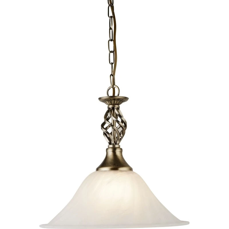 Searchlight Cameroon - Suspension en laiton vieilli et verre blanc