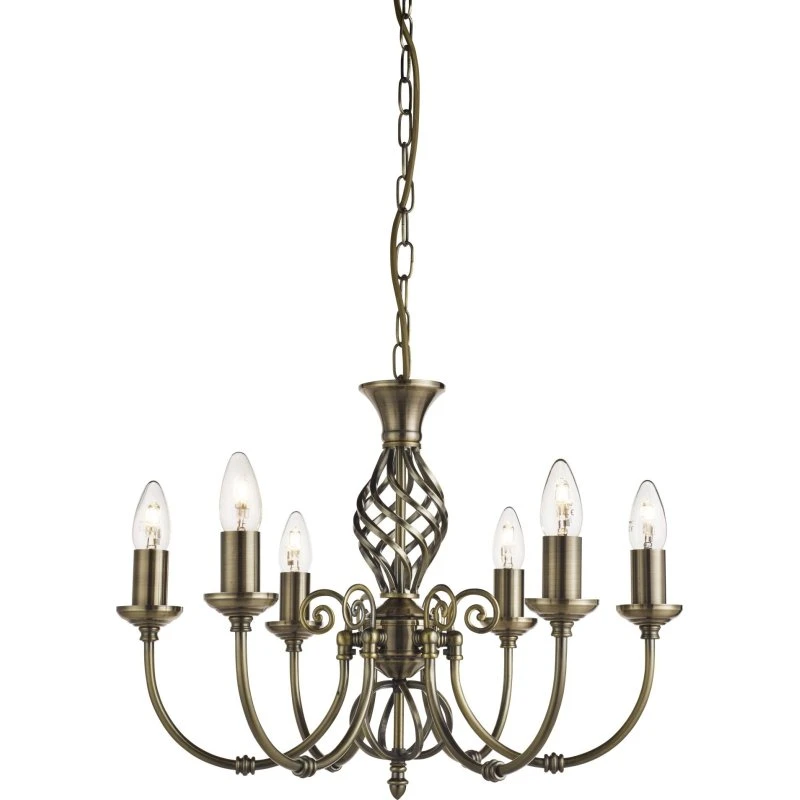 Searchlight Lustre Zanzibar 6 lampes - Laiton Antique
