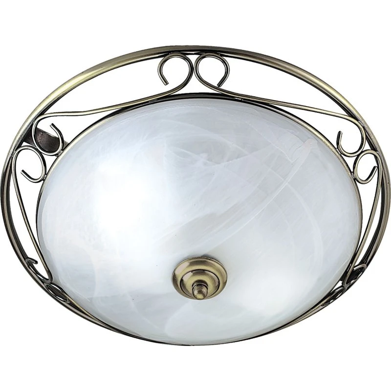 Searchlight Plafonnier ANNEKE en Laiton Antique et Verre Marbré