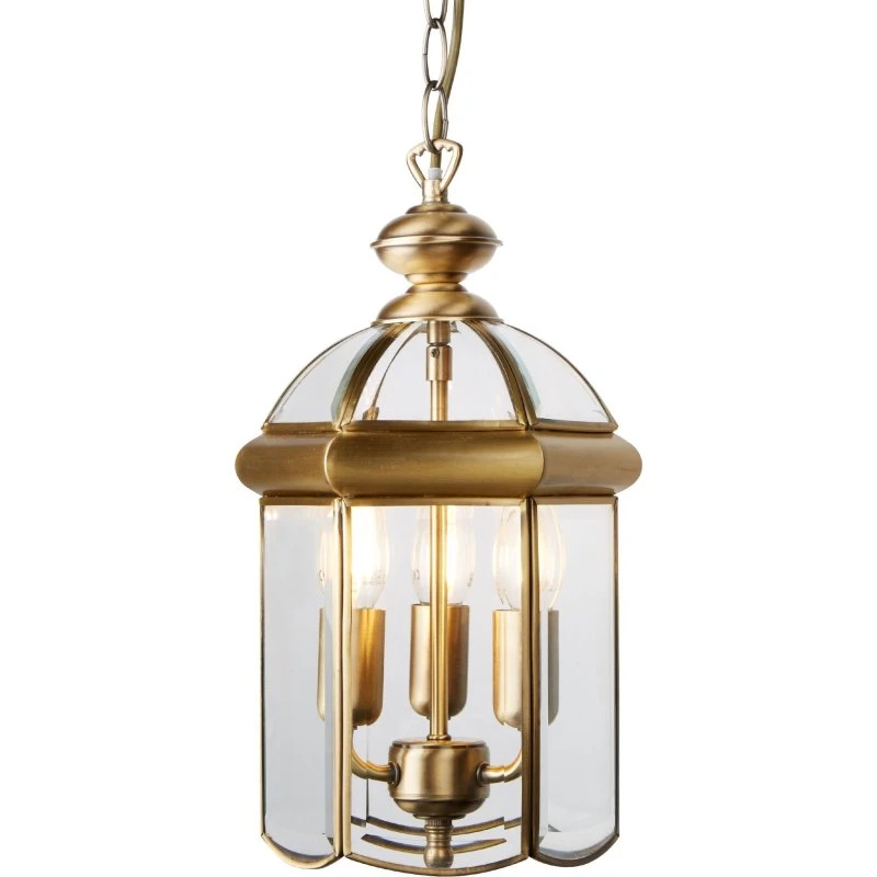 Searchlight Suspension Arlind, Laiton Antique et Verre, Dimmable