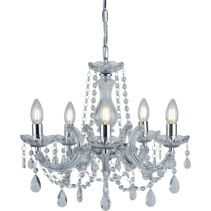 Searchlight Lustre Marie Therese - Chrome, 5 Lampes, Ø 48 x 90 cm