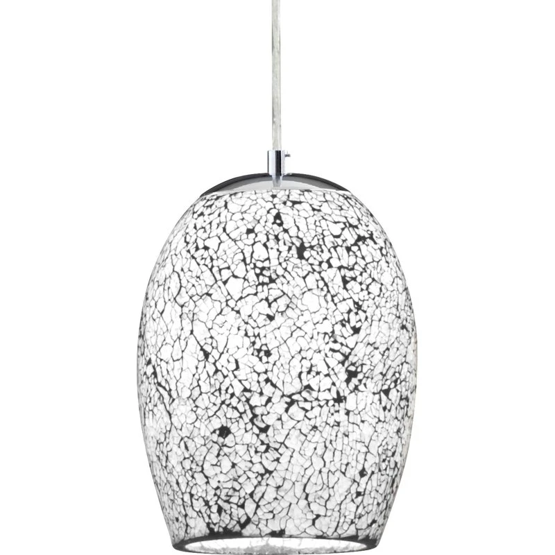 Searchlight Suspension Crackle en verre argenté et blanc