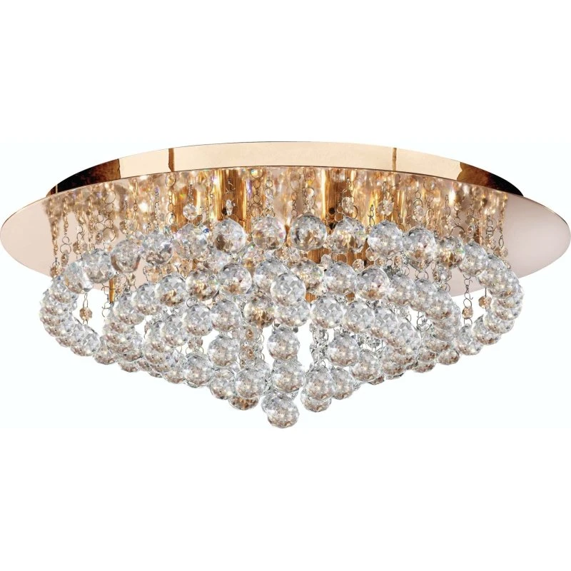 Searchlight Plafonnier Hanna en Cristal et Métal Doré, Ø 55 cm