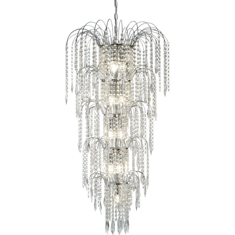 Searchlight Suspension Waterfall en Cristal et Chrome