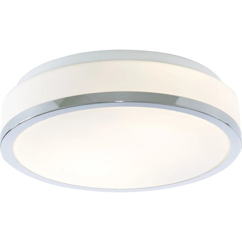 Searchlight Plafonnier Flush IP44 Chrome et Verre Opale, Ø 28cm