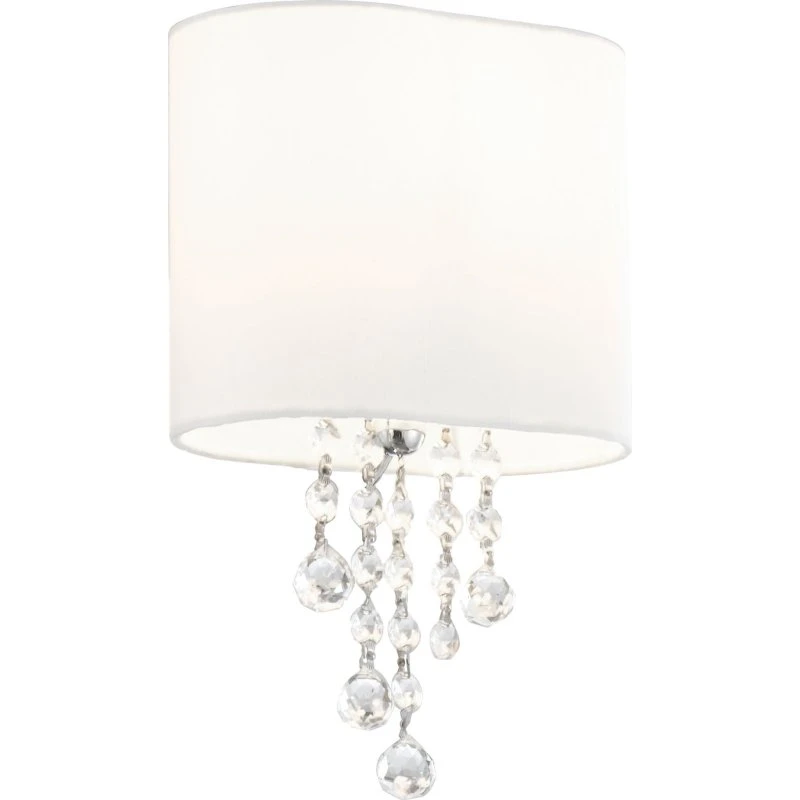 Searchlight Applique murale Nina, tissu blanc et chrome, dimmable