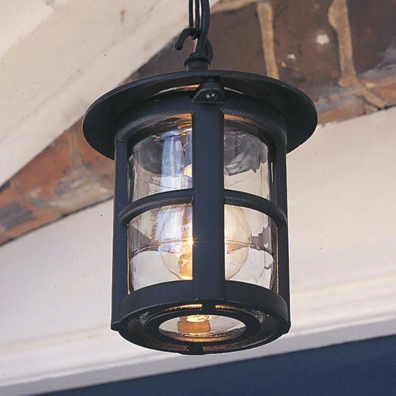 Elstead Suspension d'extérieur Hereford, Noir/Transparent, IP43