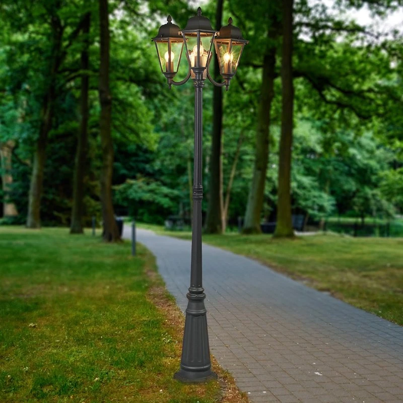 Lindby Edana Luminaire d'Extérieur 212 cm, 3 Lampes, Anthracite