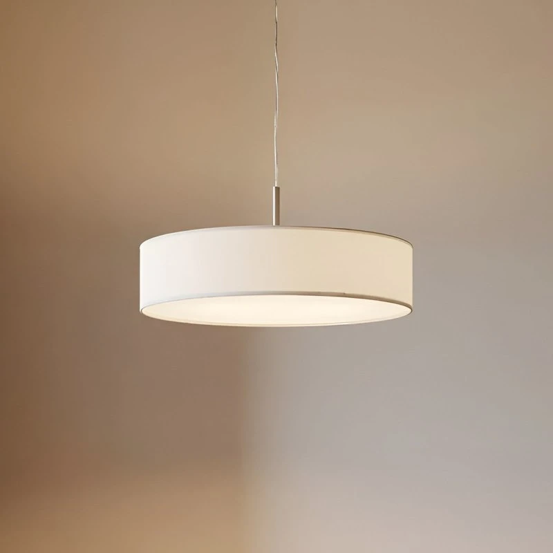 Suspension Lindby Sebatin Beige - Abat-jour en Tissu Ø 50 cm