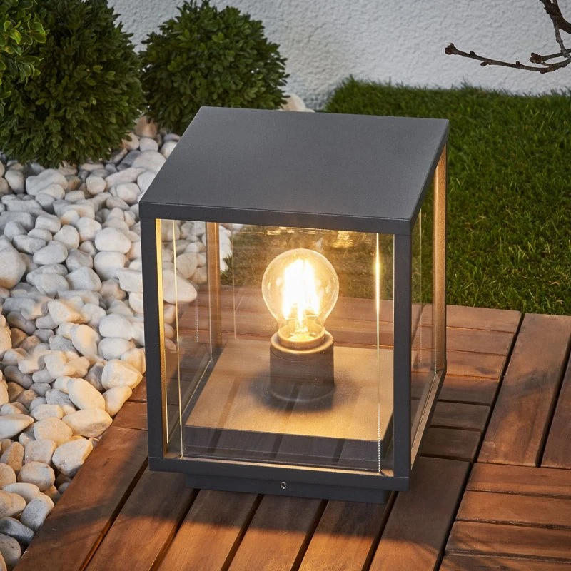 Lucande Borne Lumineuse Annalea, Anthracite, Aluminium et Verre
