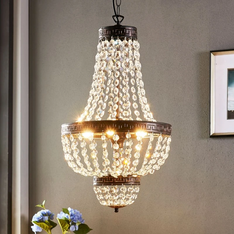 Lindby Jorve Suspension en Cristal et Métal Antique