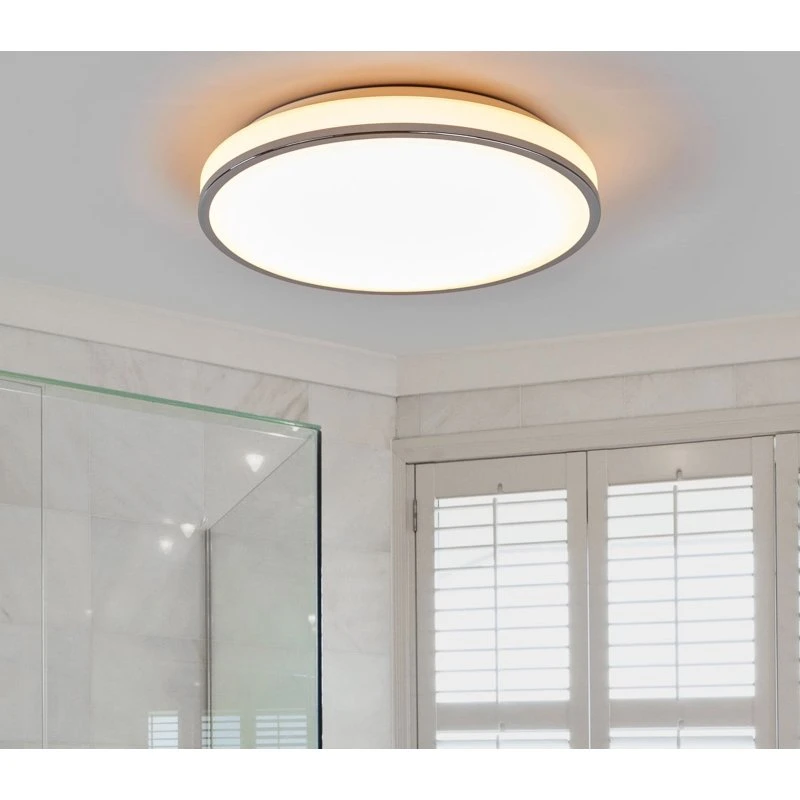Plafonnier LED Lindby Lyss Blanc et Chrome - IP44