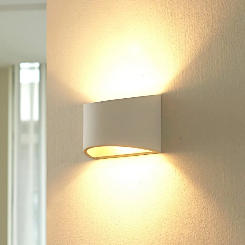 Applique murale Lindby Heiko, dimmable, blanc, plâtre