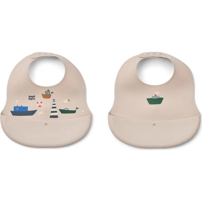 LIEWOOD Ember - Bavoirs Silicone Sailing Sandy (Lot de 2)