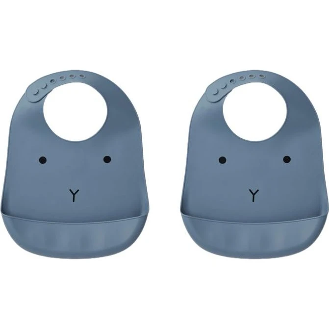 Liewood Bavoir Silicone 2 Pack Lapin Bleu