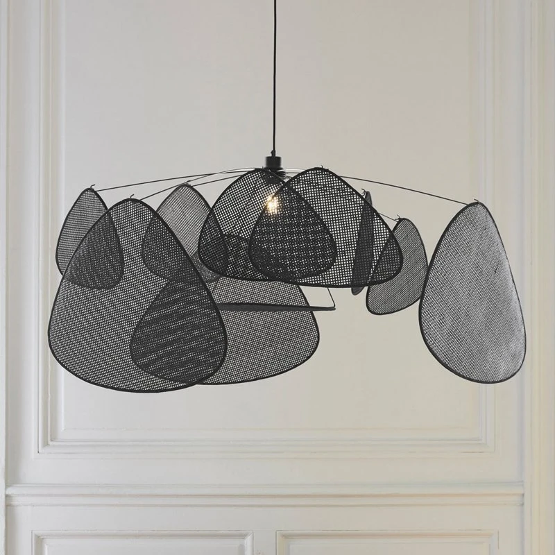 MARKET SET Suspension Screen XL Noir et Rotin - 60 cm