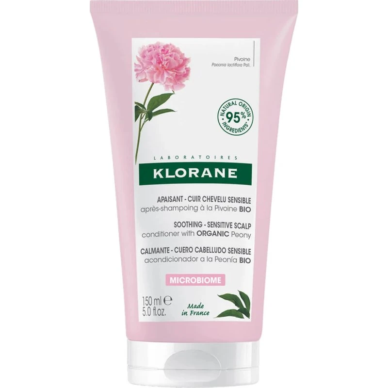 Klorane Après-shampooing à la Pivoine pour Cuir Chevelu Sensible, 150 ml