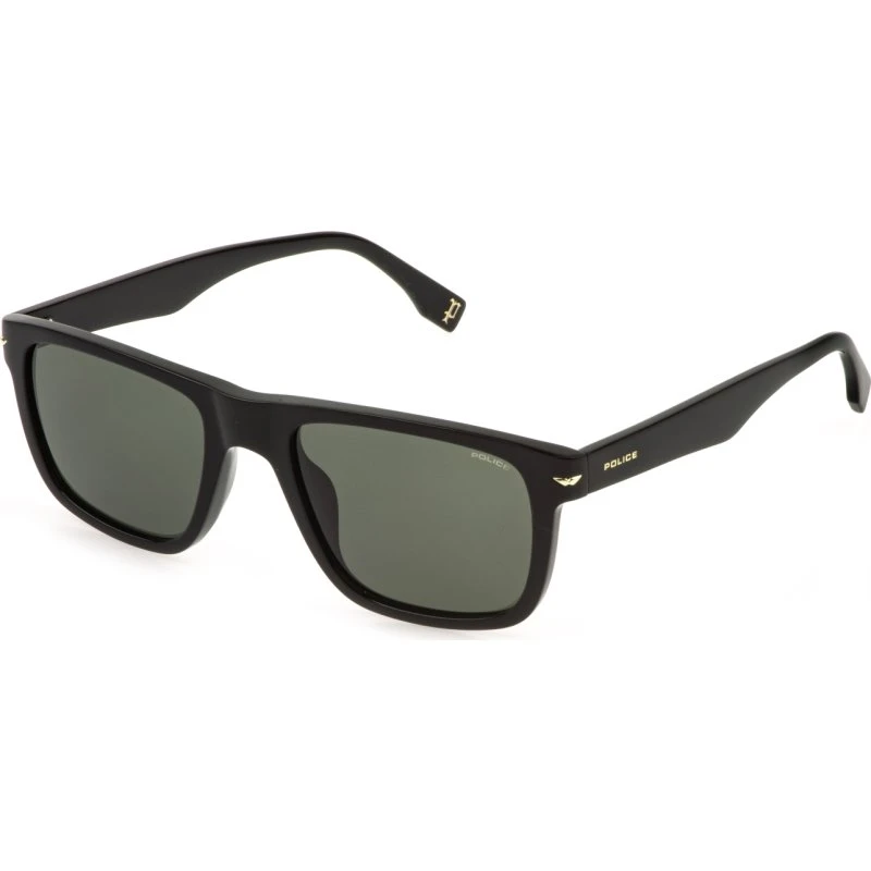 Police SPLQ83 CHAMP 14 Lunettes de soleil Carrées en Acétate Noir et Vert