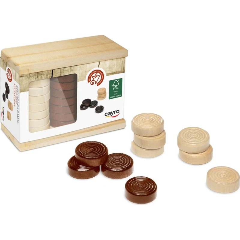 Cayro - Pions en bois pour jeu de dames