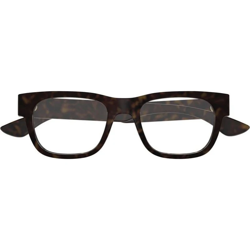 Alexander McQueen AM0531O Lunettes de Vue Carrées Homme - Havana
