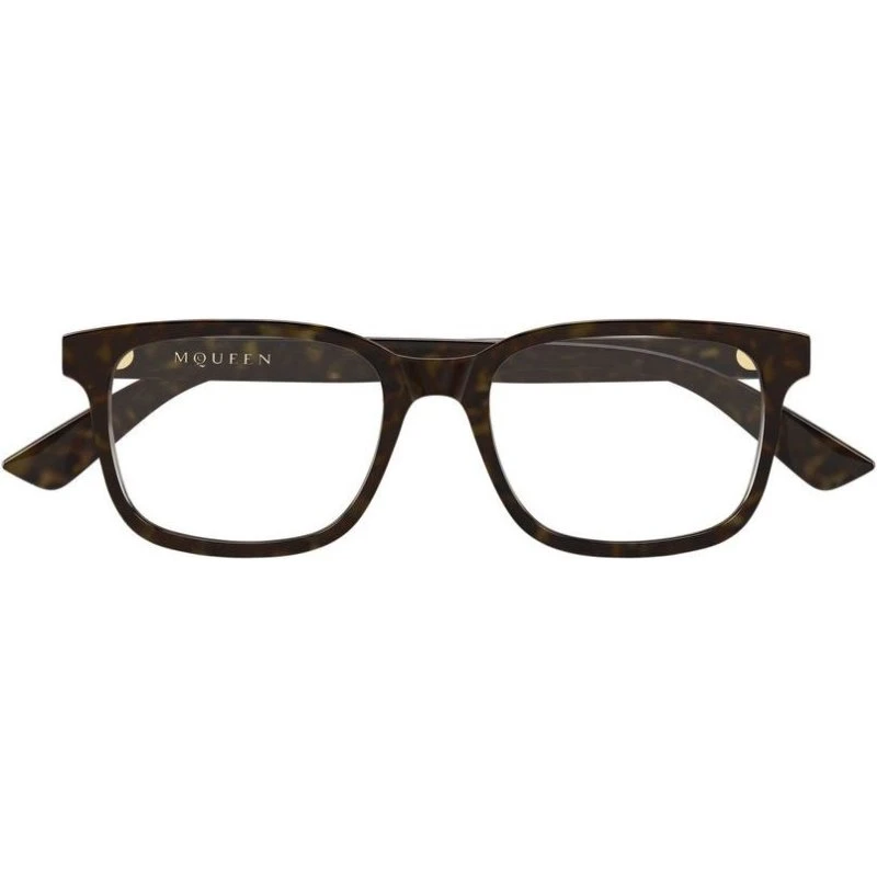 Alexander McQueen AM0541O Lunettes de Vue Homme Carrées Havane