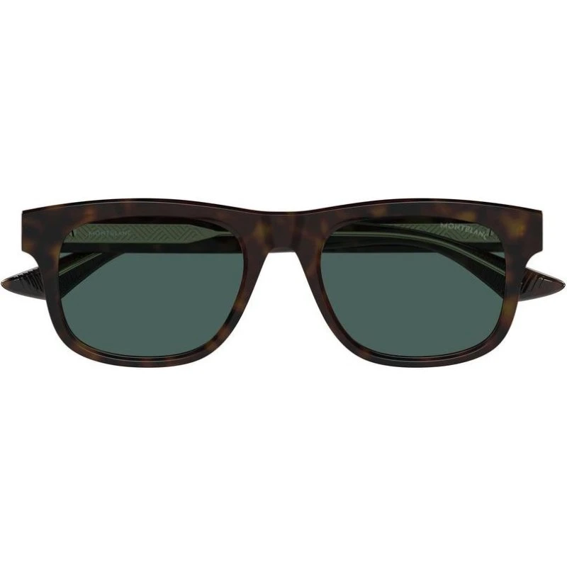 Montblanc MB0421S Lunettes de Soleil Carrées Havane Vert Homme