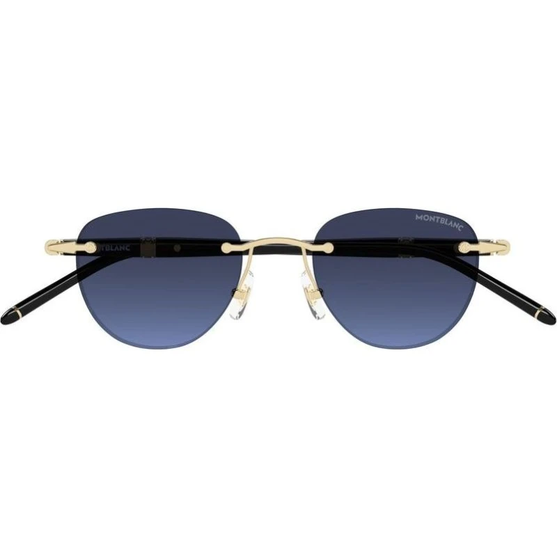 Montblanc MB0412S Lunettes de Soleil Rondes Dorées et Bleues