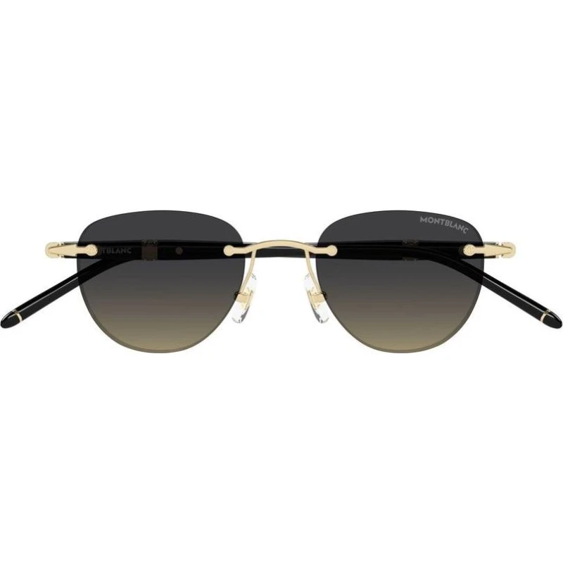 Montblanc MB0412S Lunettes de Soleil Rondes Dorées et Orange