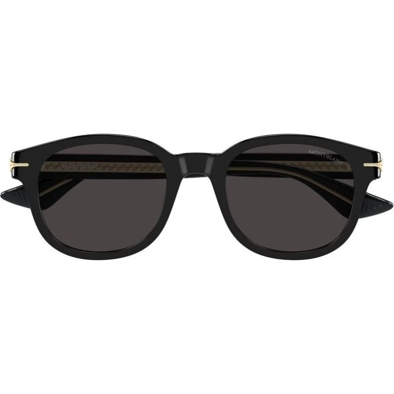 Montblanc MB0435S Lunettes de Soleil Rondes Noires et Grises