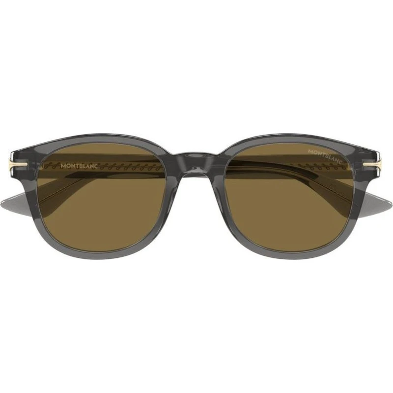 Montblanc MB0435S Lunettes de Soleil Rondes Homme - Gris et Marron