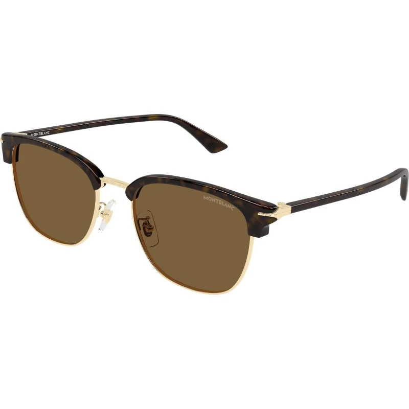 Montblanc MB0439SA 003 Lunettes de soleil Carrées Or et Marron