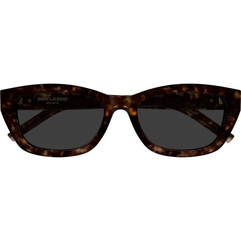 Saint Laurent SL M153 Lunettes de Soleil Carrées Havane Gris