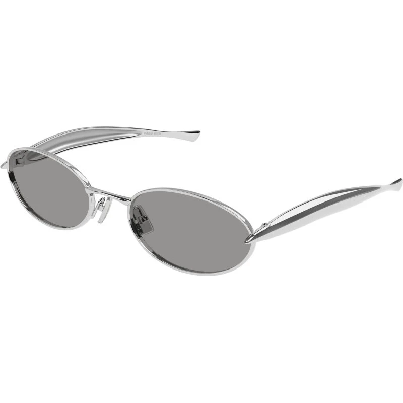 Bottega Veneta BV1386S 007 Lunettes de Soleil Rondes Argentées