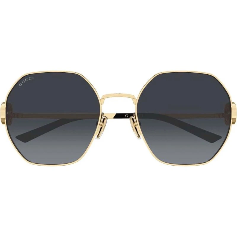 Gucci GG2046S Lunettes de Soleil Géométriques Dorées et Grises
