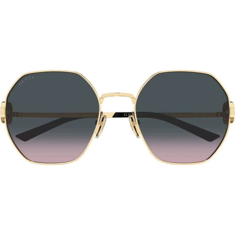 Gucci GG2046S Lunettes de Soleil Géométriques Dorées et Grises