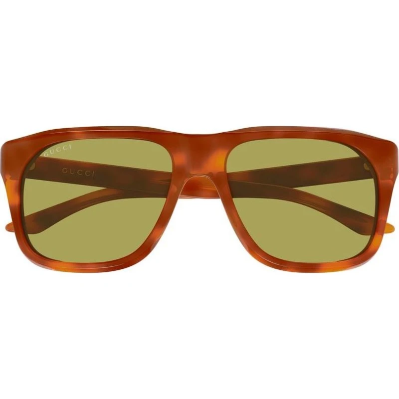 Gucci GG2077S Lunettes de Soleil Homme Carrées Havana Vert 55mm