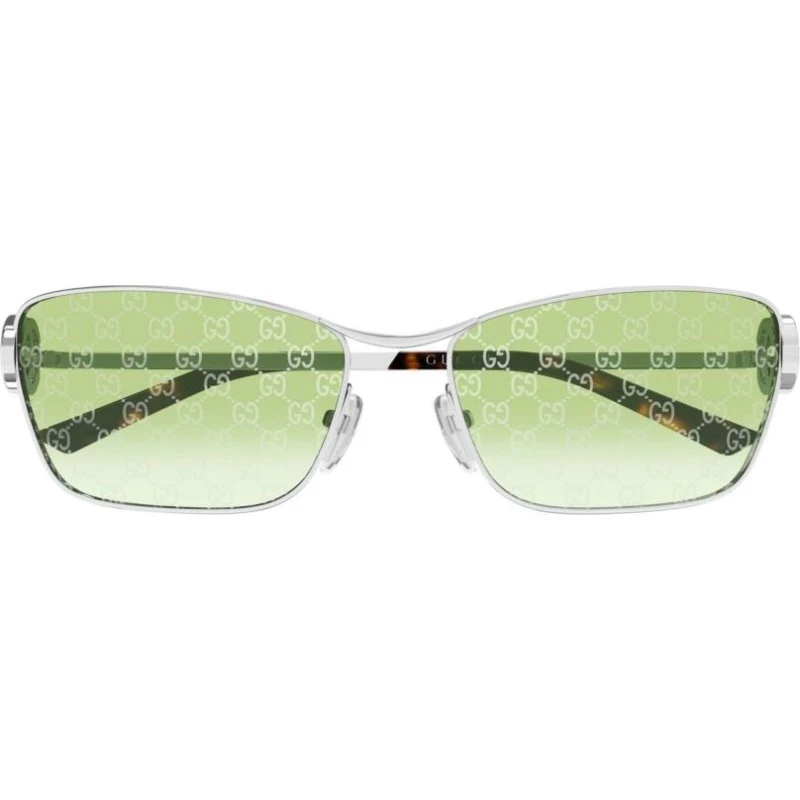 Gucci GG2045S Lunettes de Soleil Cat Eye Argentées et Verres Verts