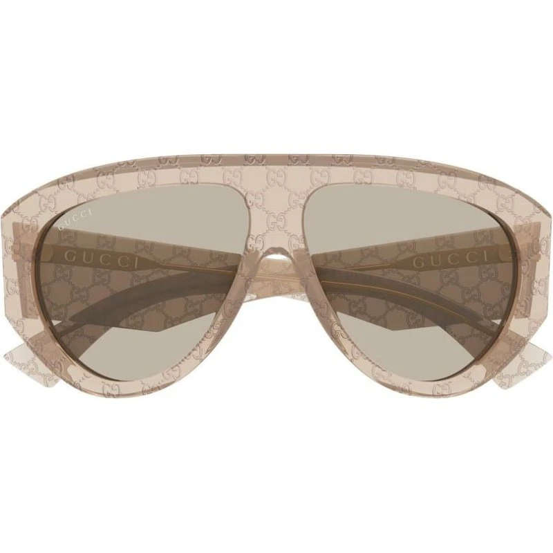 Gucci GG2128S Lunettes de Soleil Pilote Marron pour Homme