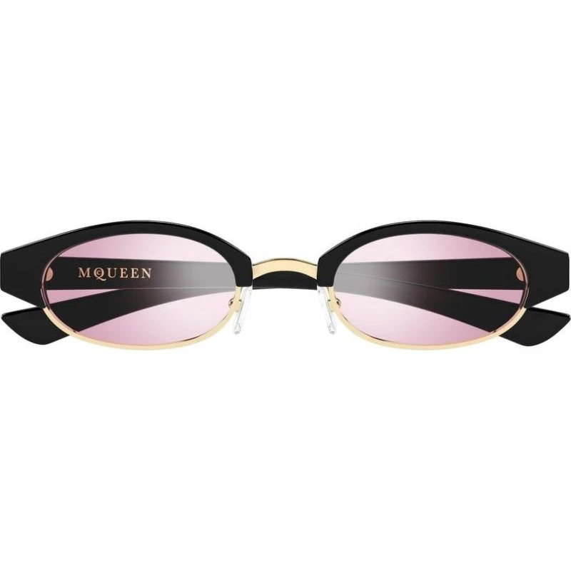 Alexander McQueen AM0534S Lunettes de Soleil Rondes Noires et Roses