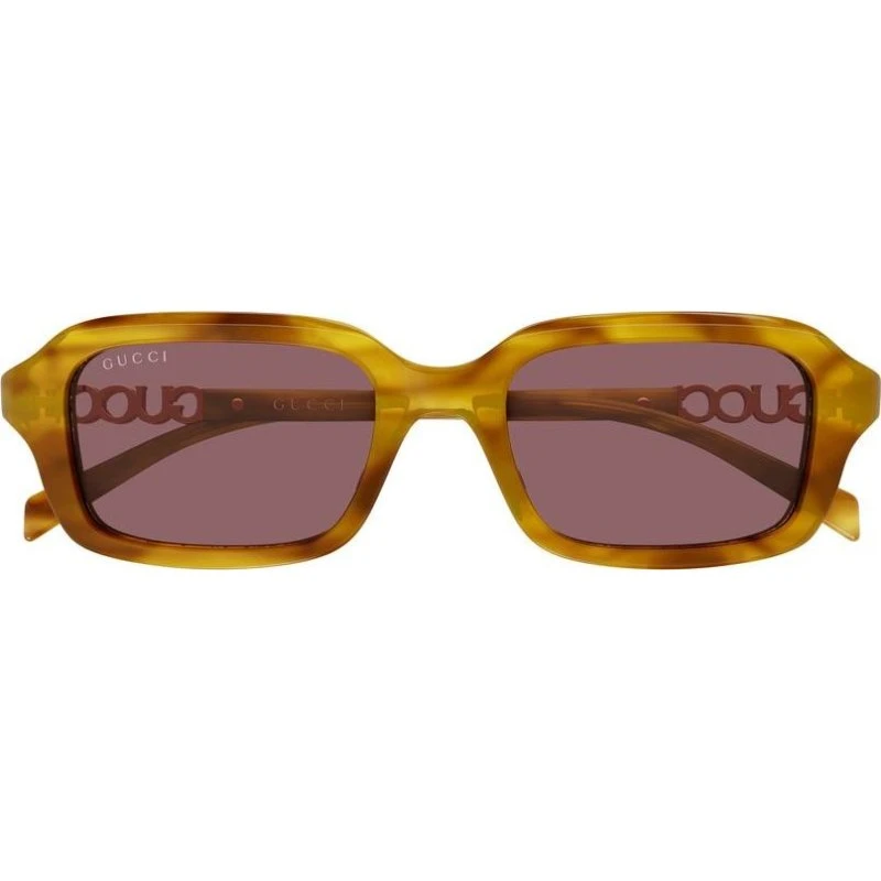 Gucci GG2152S-004 Lunettes de Soleil Carrées Havana et Verres Rouges