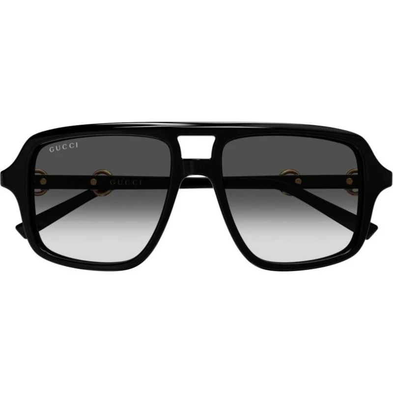 Gucci GG2052S Lunettes de Soleil Pilote Noir et Gris 55mm