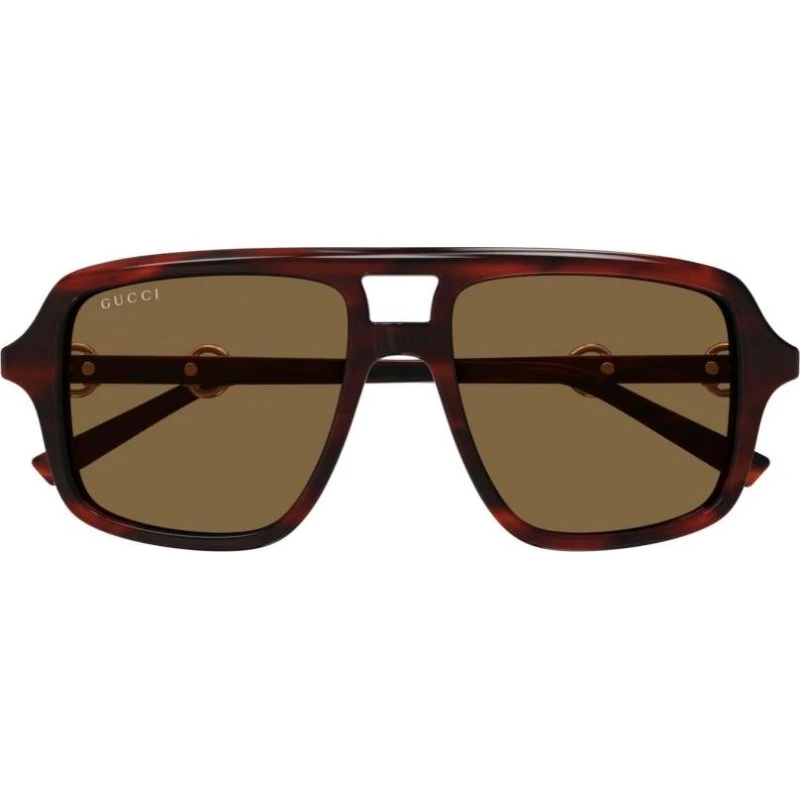 Gucci GG2052S Lunettes de Soleil Pilote Havane Marron 55mm